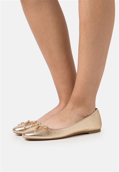 michael kors ballerina schwarz gold|michael kors flat booties.